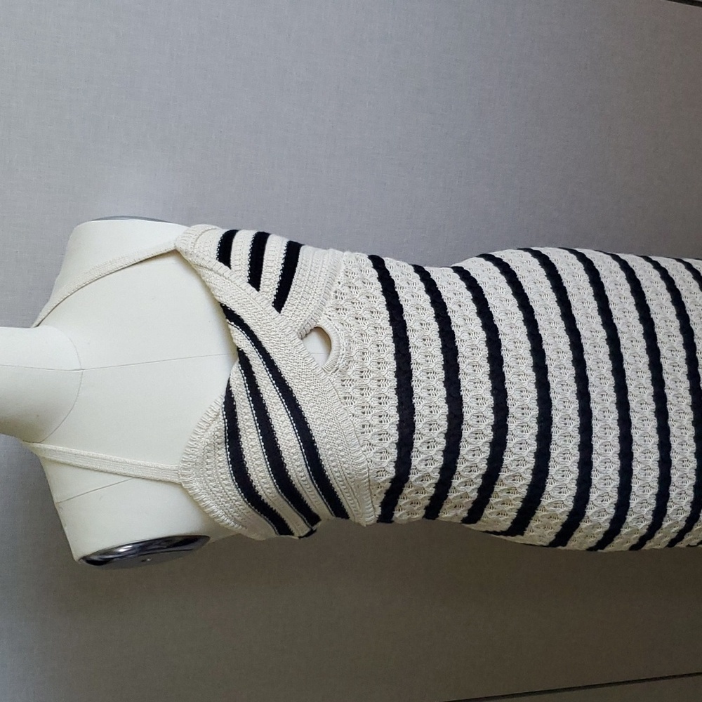 House of Harlow 1960 Cream and Black Striped Crochet Maxi Dress